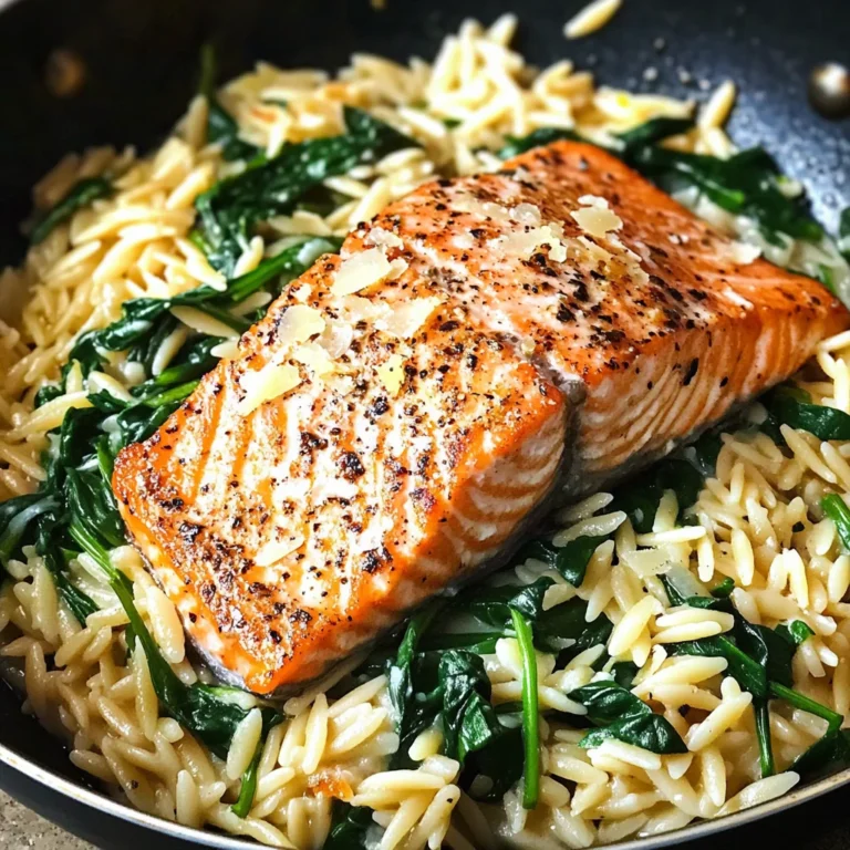 One Skillet Salmon with Lemon Orzo