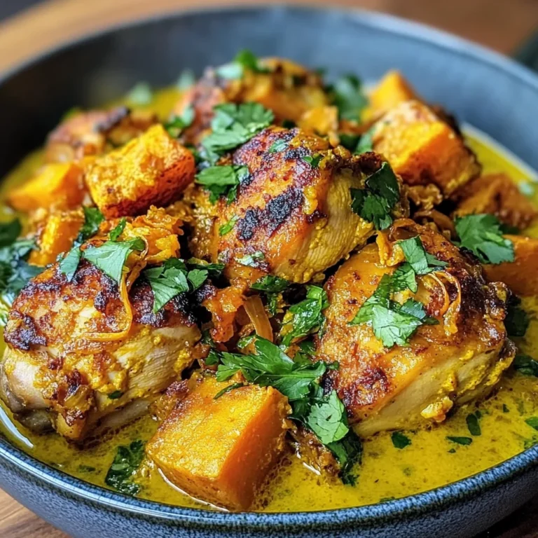 Coconut Turmeric Chicken with Sweet Potatoes and Crispy Shallot Oil