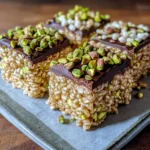 Pistachio Rice Krispie Treats with Dark Chocolate