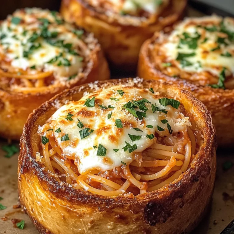 Spaghetti Garlic Bread Bowls
