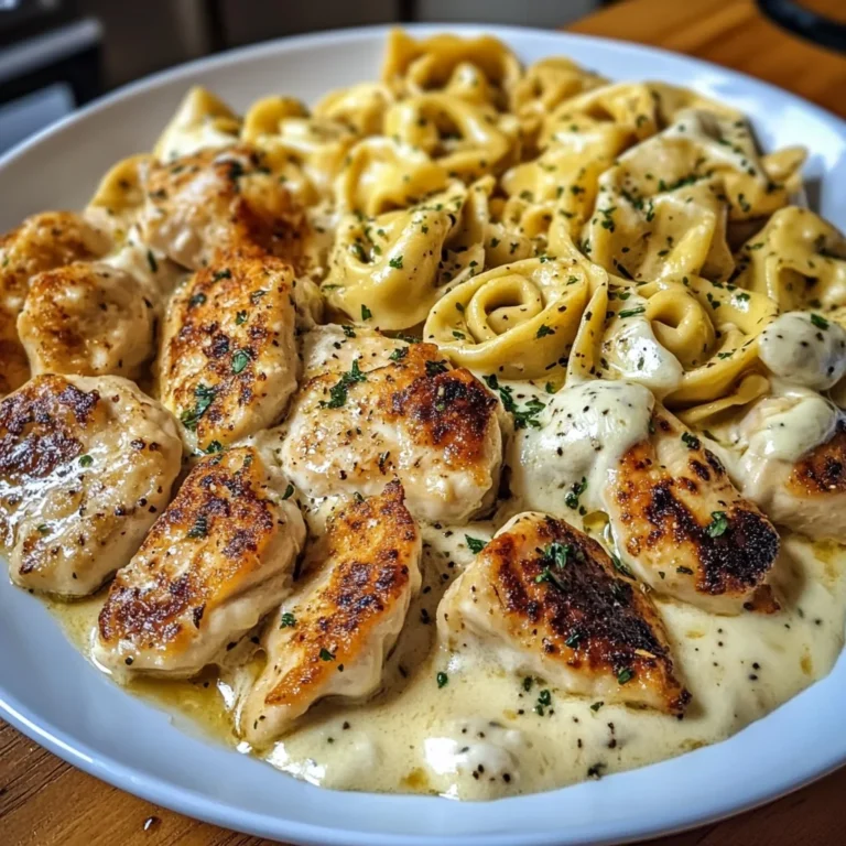 Creamy Chicken Tortellini with Mozzarella Garlic Sauce