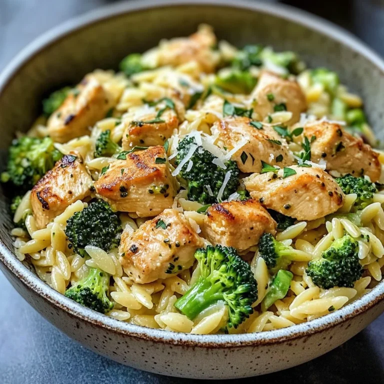 Creamy Chicken and Broccoli Orzo Bowl
