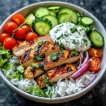 Grilled Chicken & Rice Veggie Bowl with Herb Yogurt