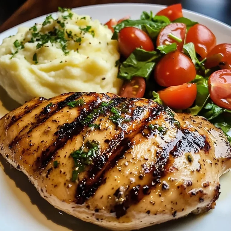 Grilled Garlic Herb Chicken with Creamy Mashed Potatoes & Fresh Garden Salad