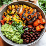 Grilled Veggie Burrito Bowls with Black Beans & Green Rice (Vegetarian, Vegan)