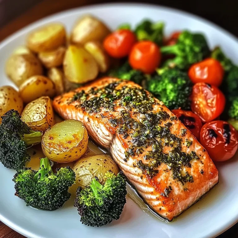 Herb-Crusted Salmon Plate with Garlic Potatoes & Veggies
