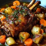 Red Wine Braised Lamb Shank with Root Vegetables