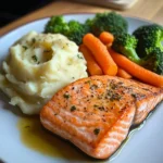 Salmon with Mashed Potatoes and Vegetables