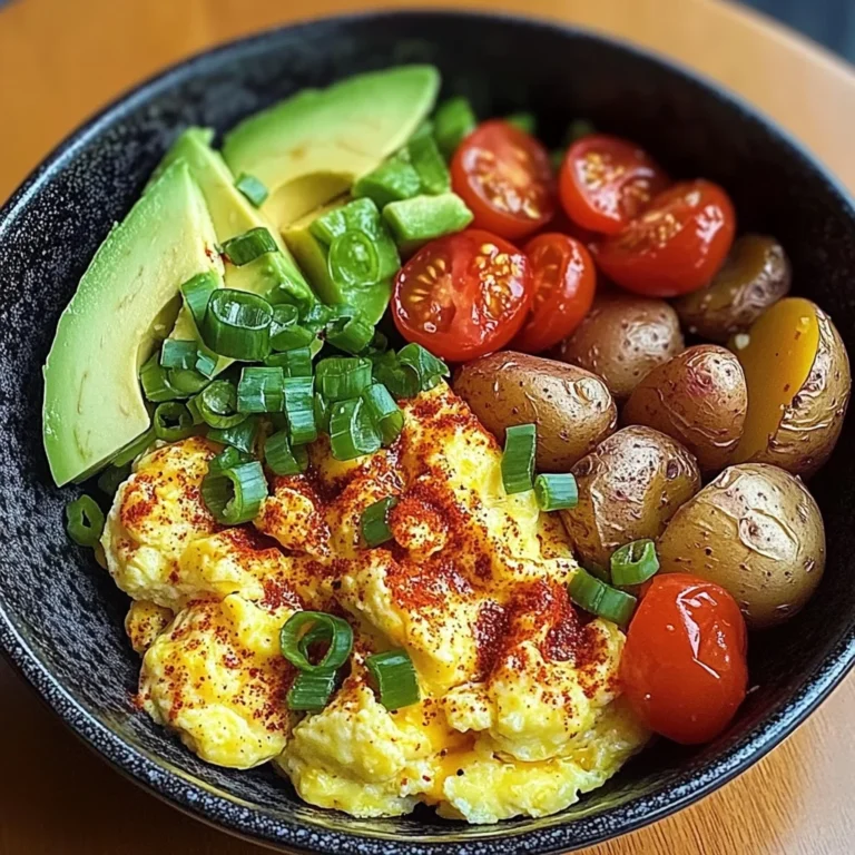 Savory Breakfast Bowl with Scrambled Eggs, Avocado & Baby Potatoes