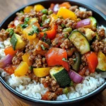 Savory Ground Turkey & Roasted Veggie Rice Bowl