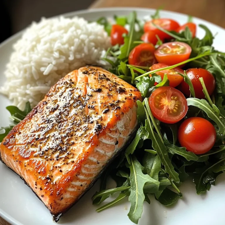 Seared Salmon with Rice & Arugula Tomato Salad