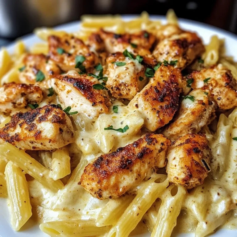 Cajun Chicken Bites with Cheesy Penne Parmesan Sauce